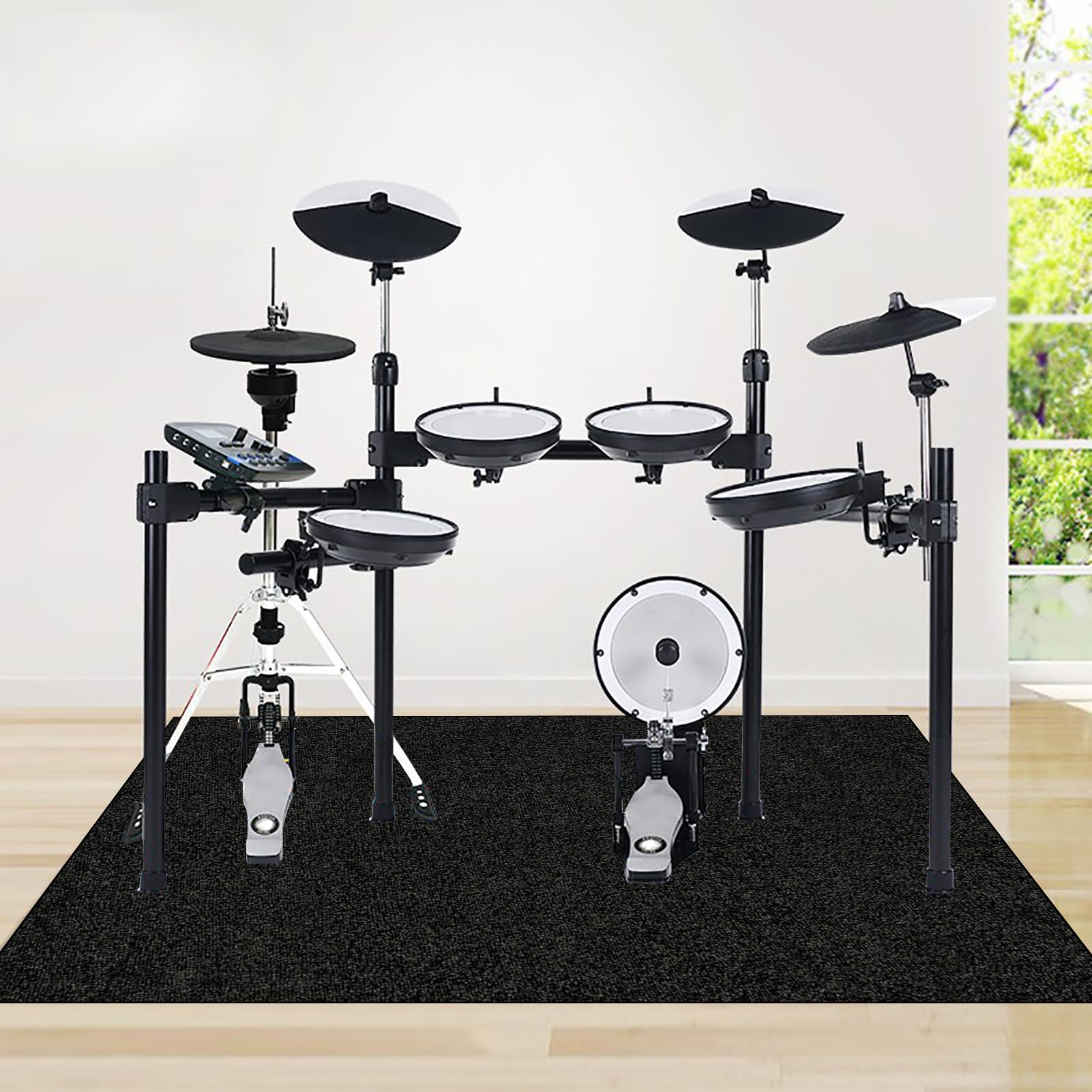 Tappeto professionale per batteria, 140 x 120 cm Tappeto a tamburo insonorizzato Drum tappeto insonorizzato per batterie elettroniche, Accessori per batteria jazz, Tappetino per batteria acustica
