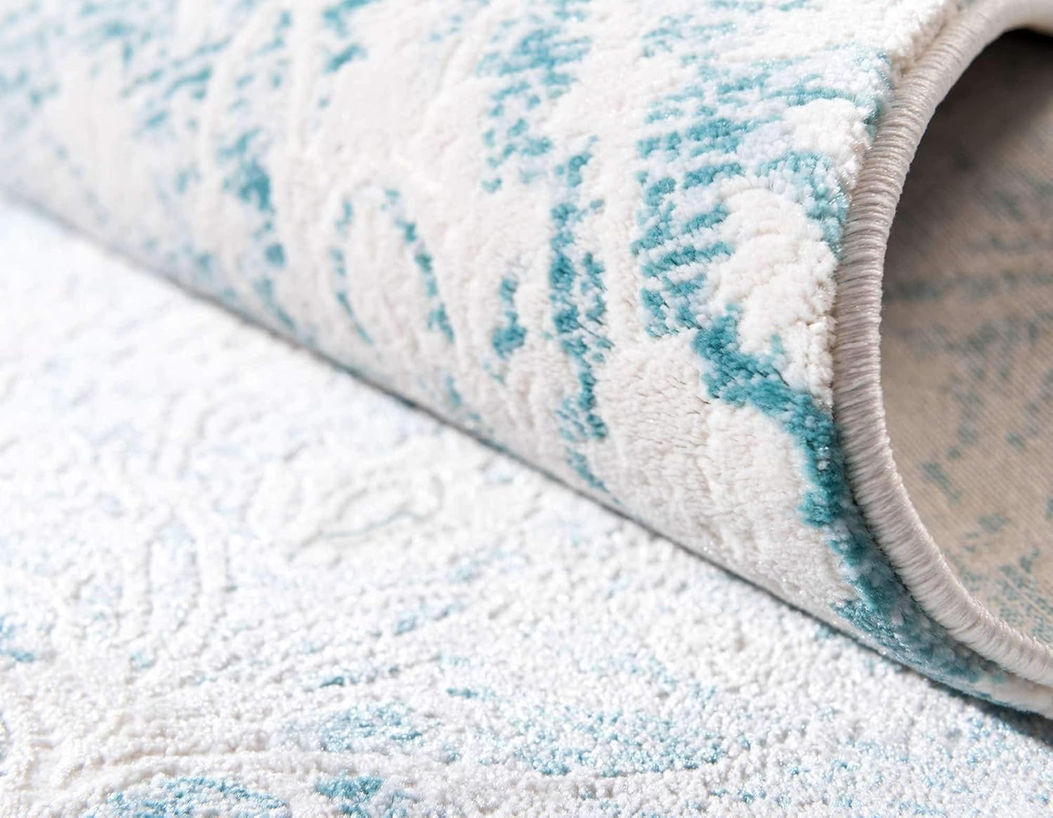 Unique Loom Traditional Classic Intricate Design with Distressed Vintage Detail, Area Rug, 6' 0" x 6' 0", Light Blue/Ivory