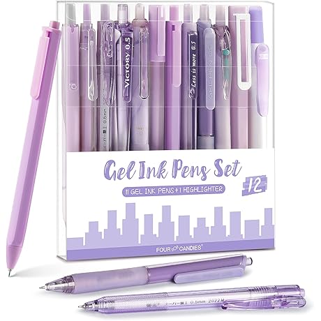 11 Pastel Purple Pens with Black Ink