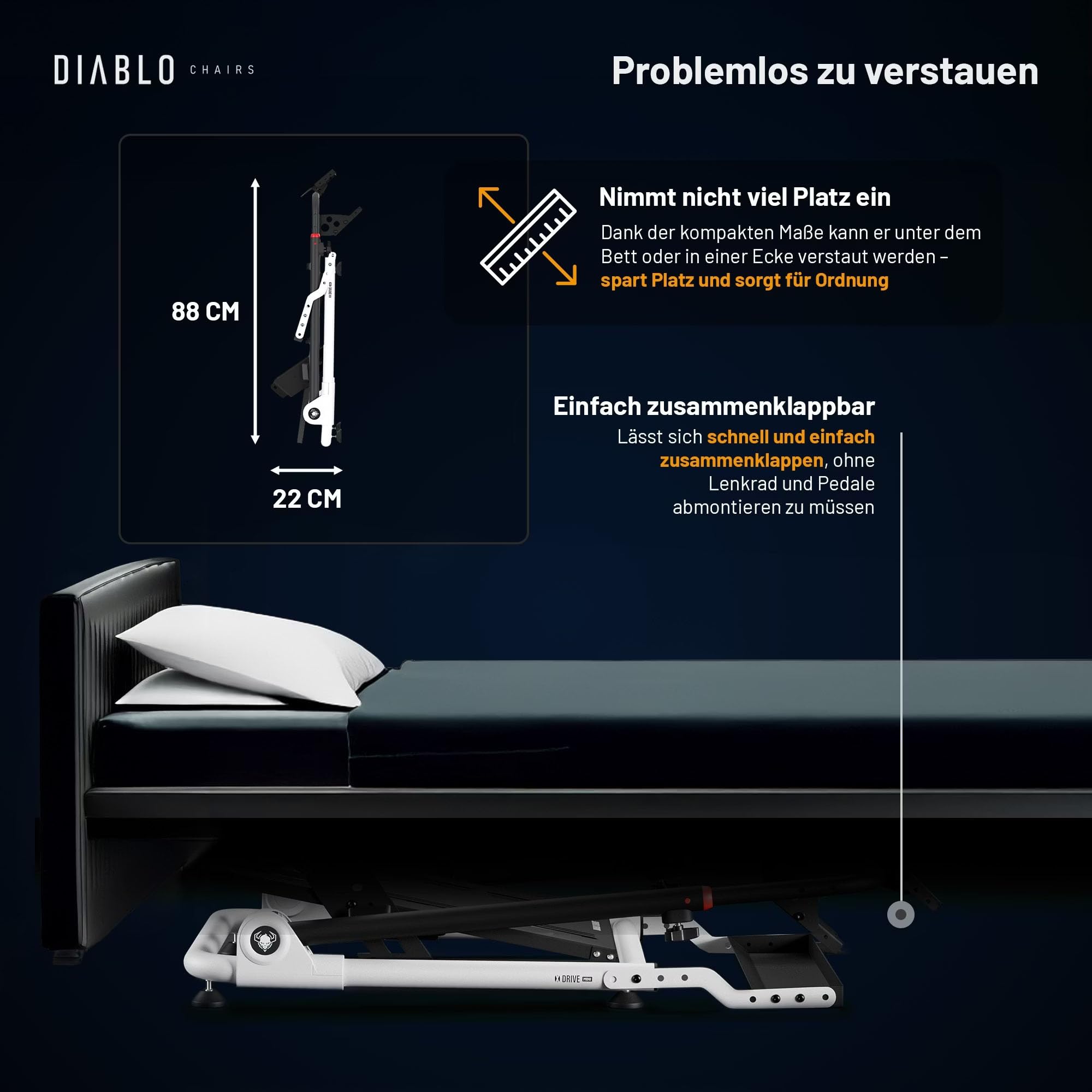 Diablo X-Drive Mini Lenkradständer Für Rennsimulation Kompatibel Mit Den Meisten Modellen Höhen- Und Neigungsverstellbar Schalthebelhalter Klappbar Weiß Kompakt [Not Machine Specific]