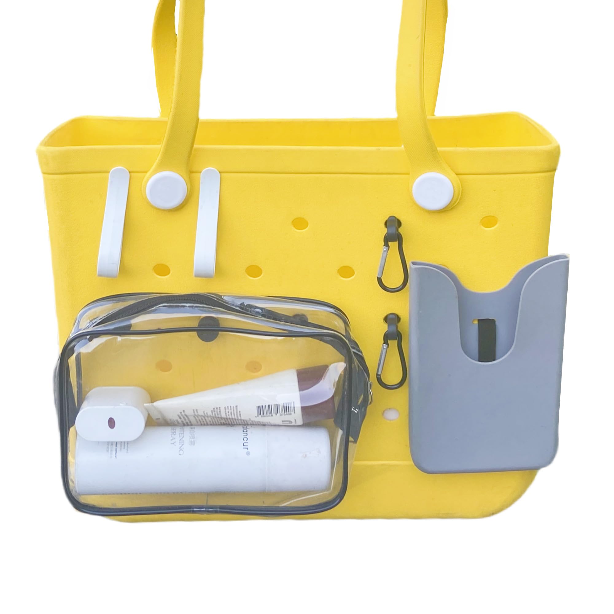 6 PCS Organizer Holder for Bog Bag, Accessories Compatible with Bogg Bags, Phone Holder Clear Pouch Insert Keychains Hooks