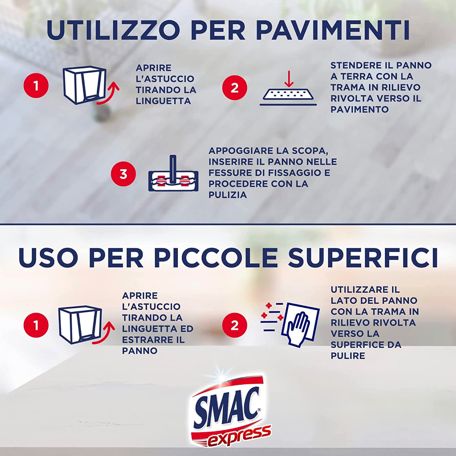Smac Express - Panni Cattura Polvere Compatibili con Ogni Scopa, 320 Panni Cattura e Trattiene Polvere Adatti a Tutti i Pavimenti, 8 Confezioni