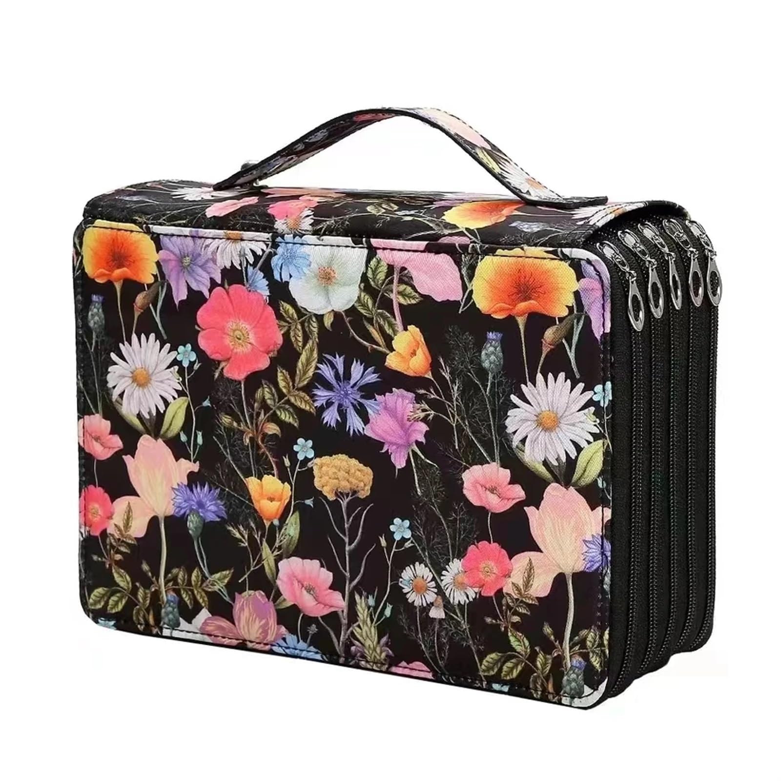 Colored Pencil Pouch Estuche for lápices con 200/252 Agujeros y Flores de Colores