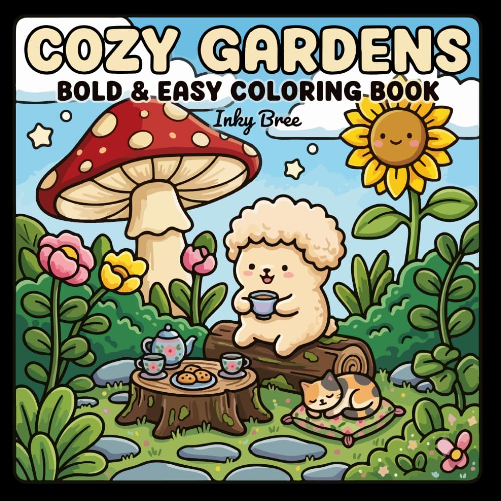 Cozy Gardens: Bold & Easy Coloring Book