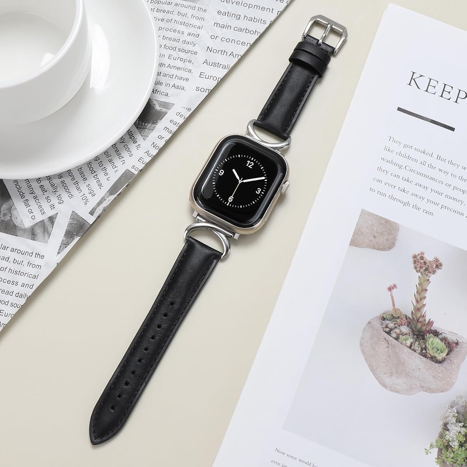 Leather Band Compatible with Apple Watch Bands for Women 41mm 40mm 38mm 42mm 44mm 45mm 46mm 49mm, Dressy Designer Strap with C-Shape Metal Buckle for iWatch Series 11/10/9/8/7/6/5/4/3/2/1/se/Ultra/Ultra 2 - Image 2