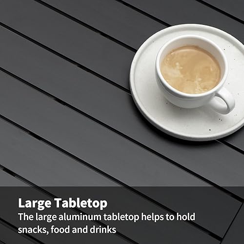 Miniatura 5 de Mesa auxiliar de aluminio para exteriores, mesa auxiliar cuadrada de aluminio para bistró, cafetería, patio, pequeña mesa de centro con tablones,