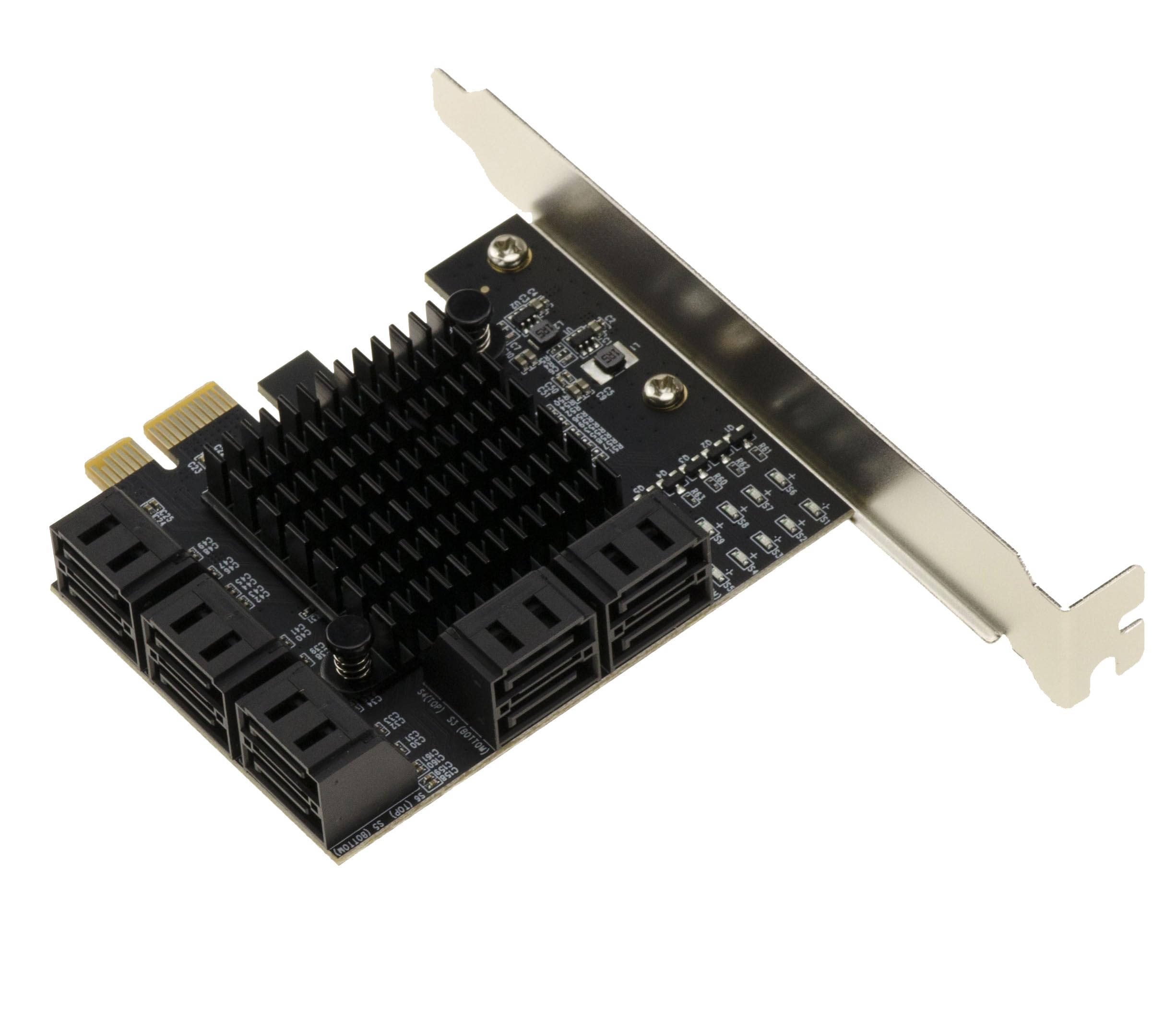 KALEA-INFORMATIQUE PCIe 3.0 x1 Controller Card with 10 Ports for SATA 3.0 6G Hard Drives, Dual Chipset JMB575