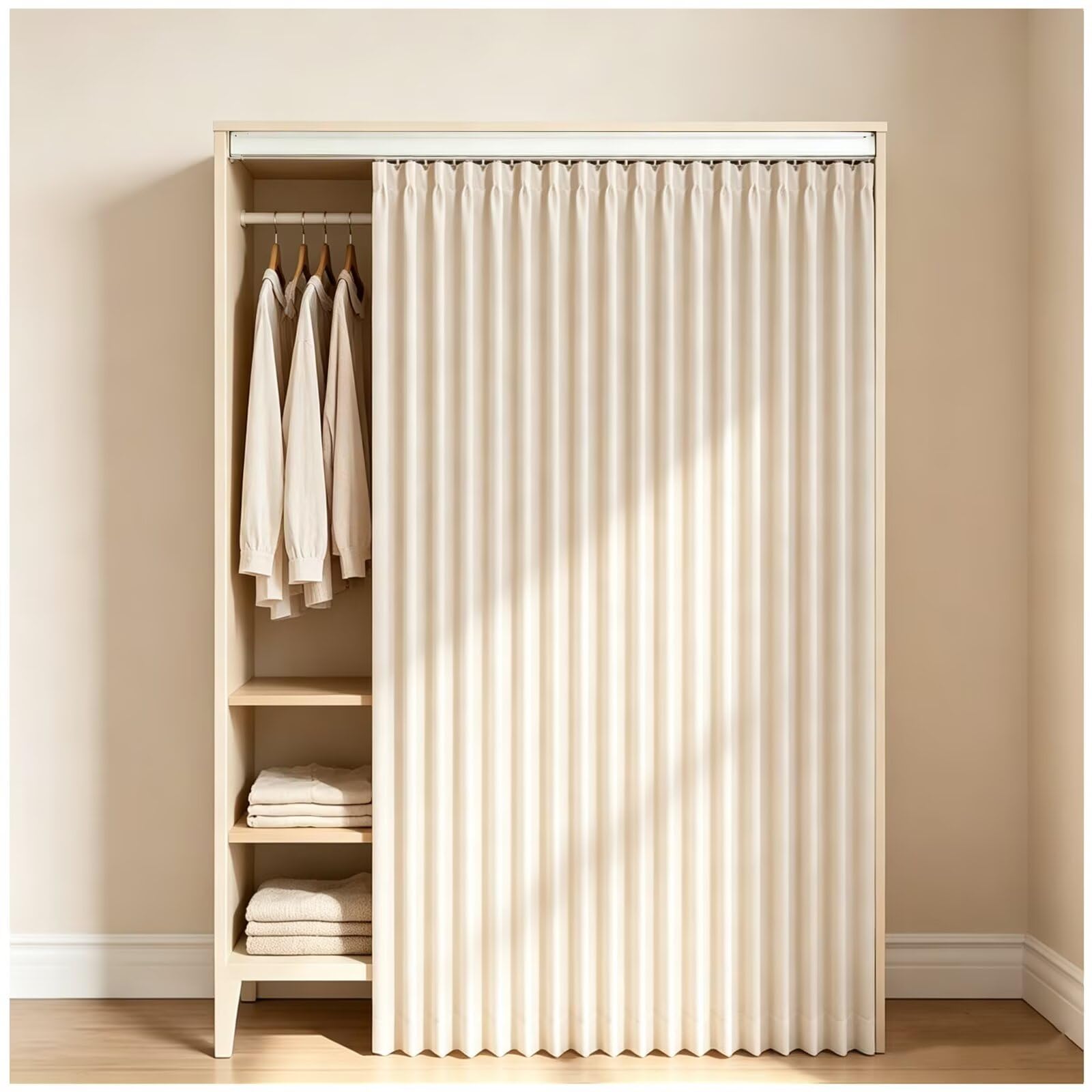 Rideau occultant en Lin pour Placard et Meuble W160 x H160cm Beige