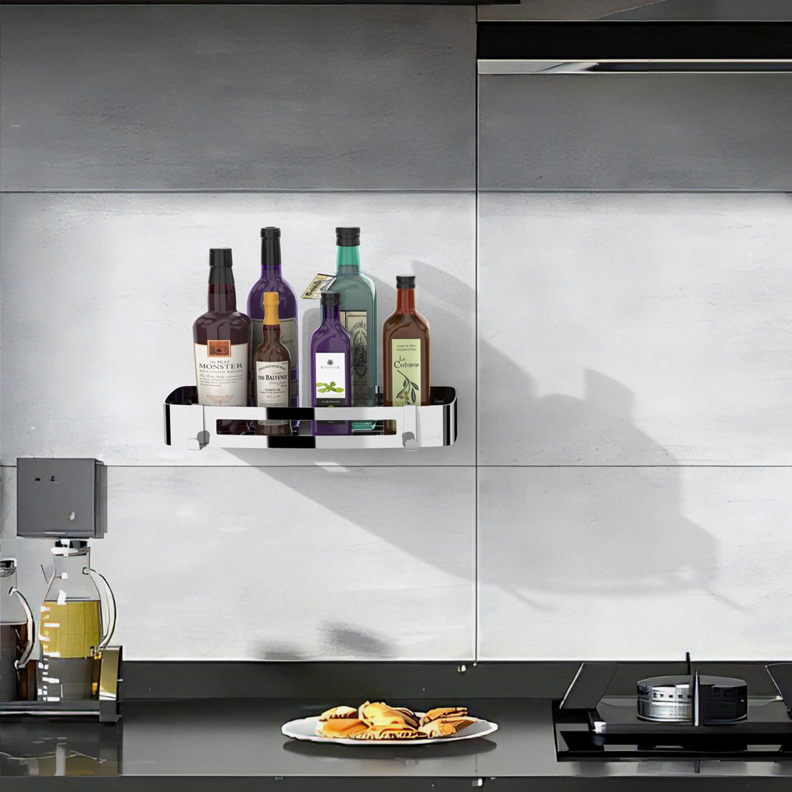 Shower Corner Shelf, Bathroom Shelves Wall Mounted No Drilling, Shower Caddy Thickened 304 Stainless Steel - Image 4