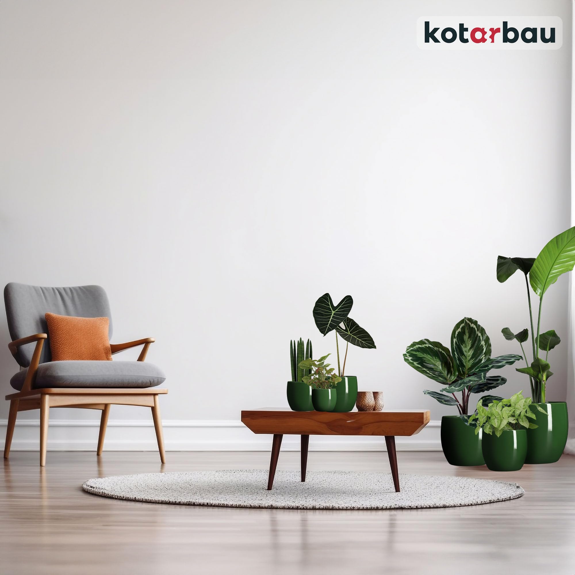 KOTARBAU® Pot De Fleurs Rond Vert De ⌀ 26 cm | Pot en Céramique Émaillée pour Fleurs Et Herbes | Cache-Fleurs en Céramique Émaillée | Cache Fleurs en Céramique | Pot De Fleurs avec Finition Brillante