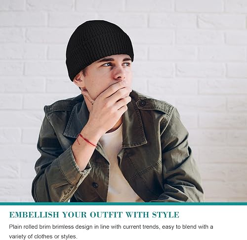 Vista 6 de SATINIOR Gorro de invierno para hombre y mujer, con borde enrollable, con borde enrollable