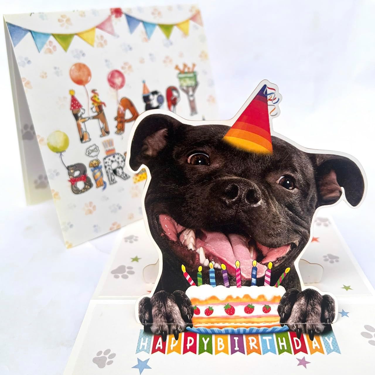 3D Pop-Up Staffordshire Terrier Dog Birthday Card - Staffordshire Bull Terrier Dog - Happy Birthday Greeting for Dog Lovers - Staffordshire Terrier Dog 3D Birthday Pop Up Cards - Image 6