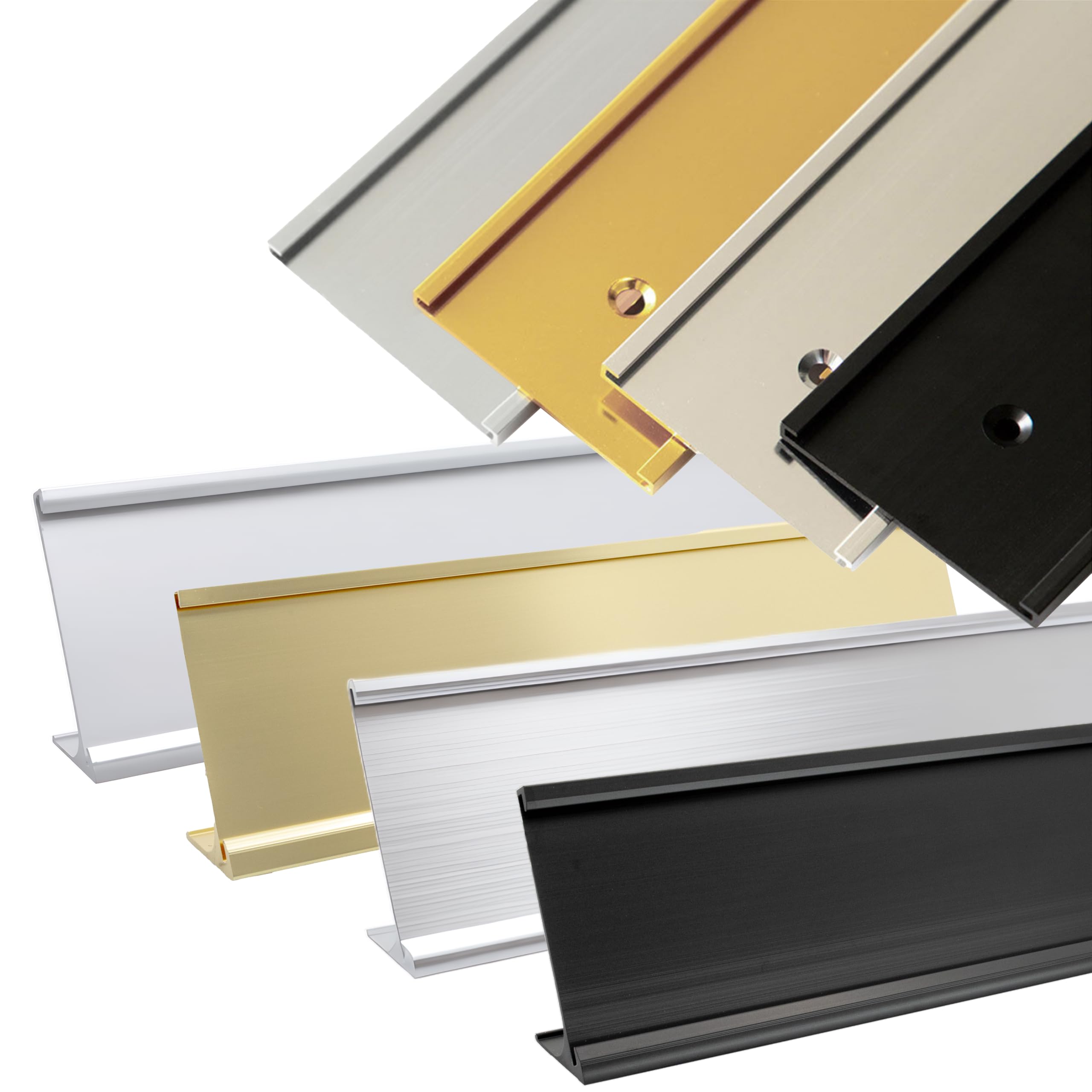 Office Name Plate Holders - Fits Standard Size 2x8, 2x10 or 2x12, Goes on Wall or Desk, Choose Color and Type