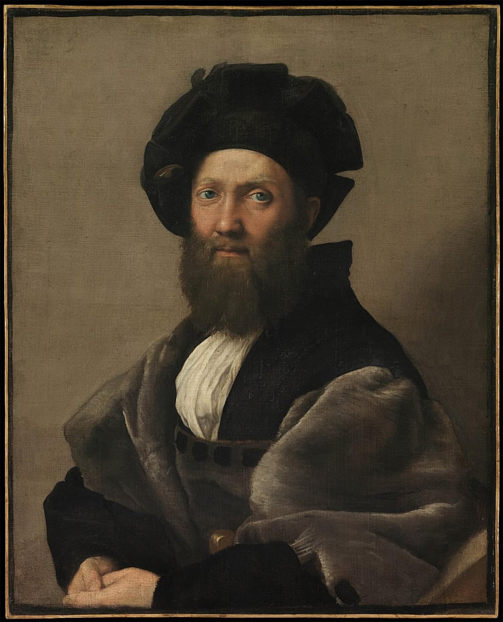 ARTXLXXBN Famous Prints Artwork Pictures Poster Painting Art Portrait of Baldassare Castiglione by Raffaello Sanzio Raphael Artwork Landscape Pictures for Home Decor 60x90cm