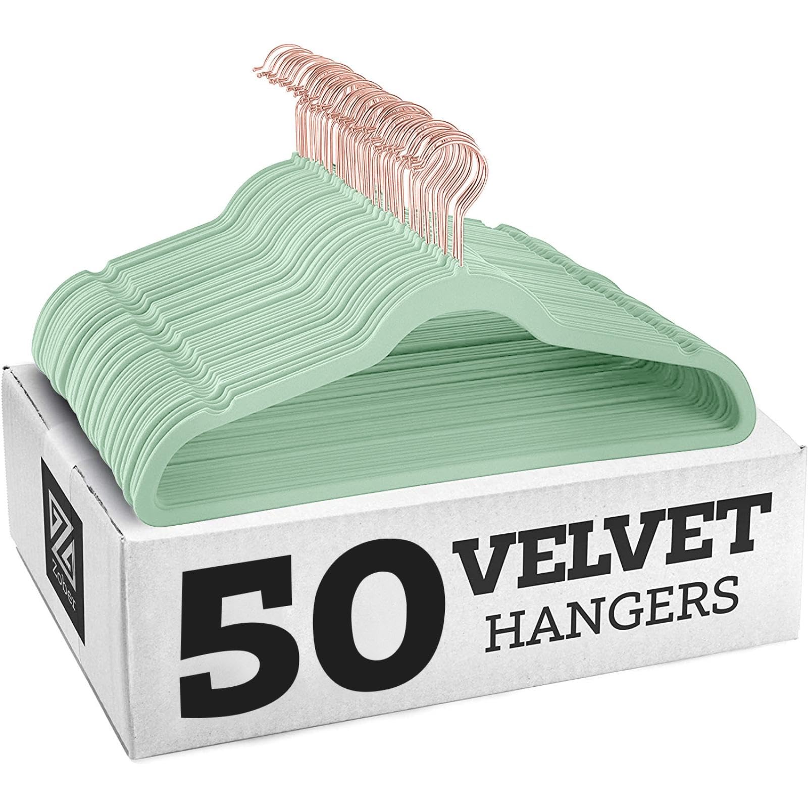 20 Pack Velvet Hangers,wrinkle Resistant,ultra Thin Non Slip, Hook Hold Upto 11 Lbs/17.5 * 9 * 0.2 in (Avocado GRose Gold,20 Pack)