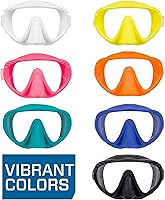 Vista 5 de SCUBAPRO Máscara de buceo fantasma, diseño sin marco de bajo volumen con lente única ultra transparente, falda de silicona y hebillas de correa