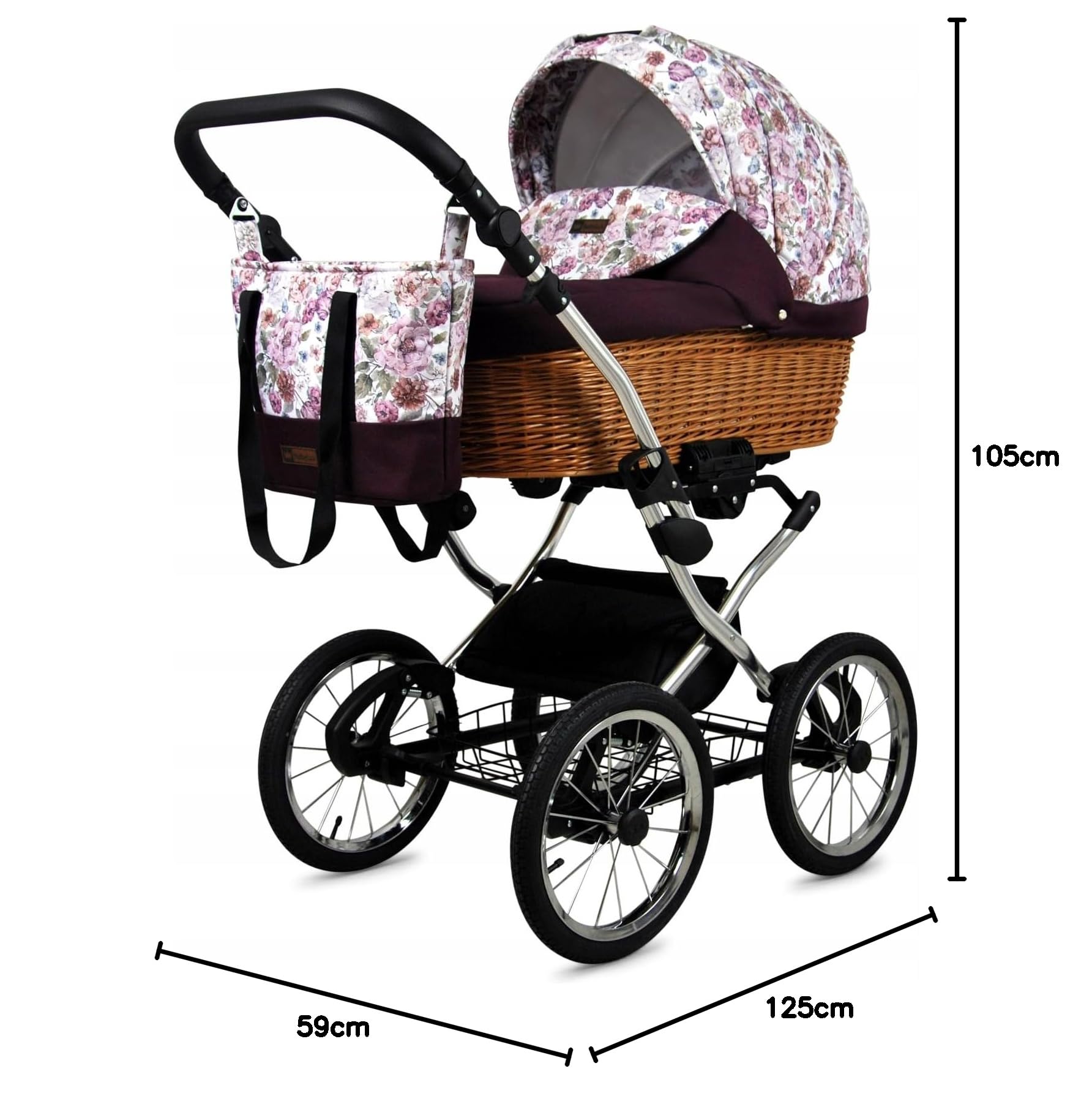 BabyLux® Carrito de Bebé Sistema de Viaje Set 3 en 1 - Classic Exclusive - incl. Capazo, Silla de Paseo, Silla Coche - Cochecito - con Bolso cambiador, Cubierta para la lluvia, Mosquitera etc.