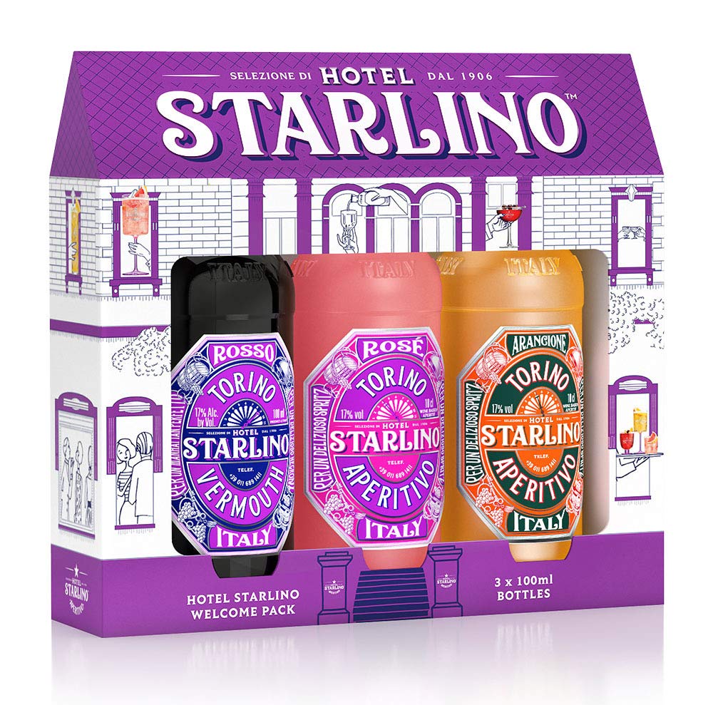 Hotel Starlino Torino Aperitivo Welcome Pack Gift Set (3 x 10 cl bottles)