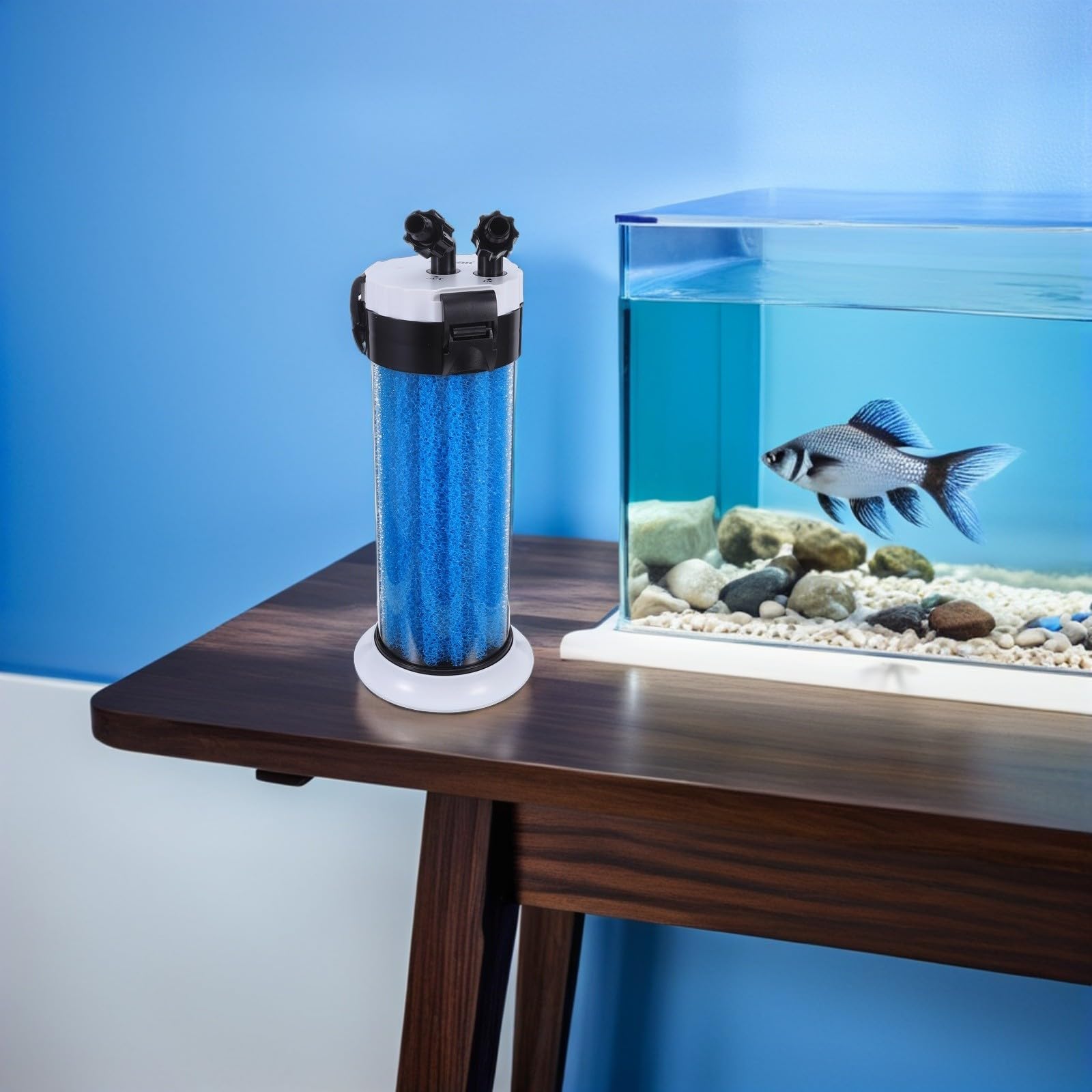 Aquarium Außenfilter aus Abs Blau Kanisterfilterpumpe für Umfassende Filtration und Sauerstoffanreicherung für Aquarien Schildkrötenbecken und Gartenteiche