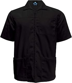 MAZEL UNIFORMS Mens Zippered Short Sleeve Work Shirt and Scrub TOP