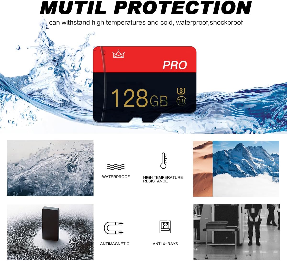 2 Pack Micro sd Card 128GB Class 10 with Adapter High Speed Memory Card for Tablet, Drone