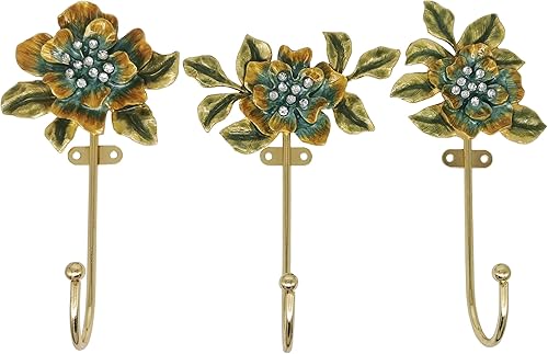 Ganchos de pared decorativos con forma de flor vintage para colgar ropa, abrigos, toallas, llaves, sombreros, paquete de 3 ganchos de pared de metal