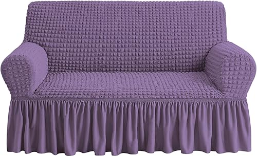 Miniatura 11 de NICEEC - Funda de sofá biplaza, 1 pieza, fácil de ajustar, universal, alta elasticidad, duradera, protector de muebles con faldón, estilo campestre