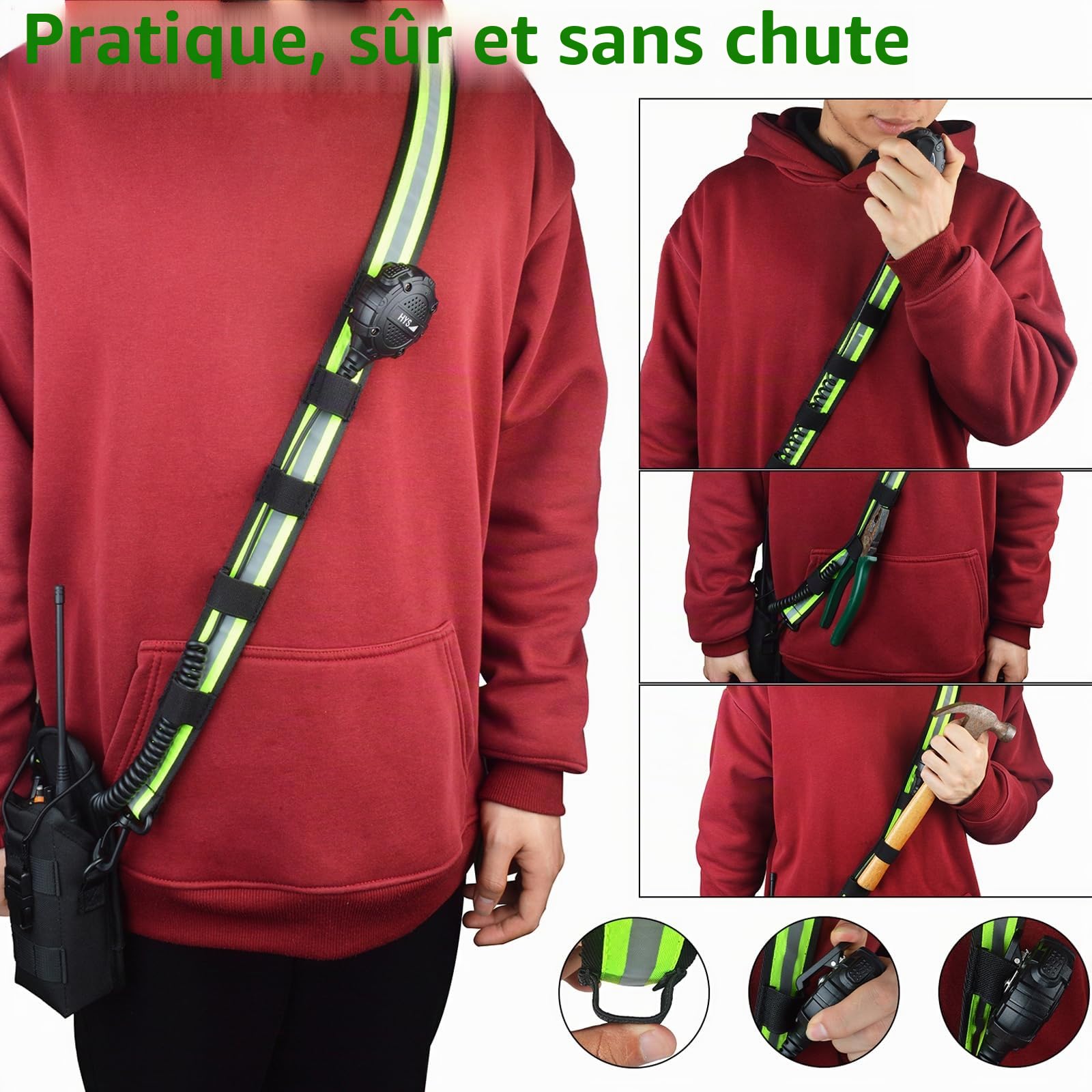 HYS Pochette Radio en Nylon – Support Multifonction pour Talkie-walkie avec Sangle réglable et Boucle de Ceinture, Compatible avec Motorola Kenwood Baofeng, idéal pour la Police (M2+S2)