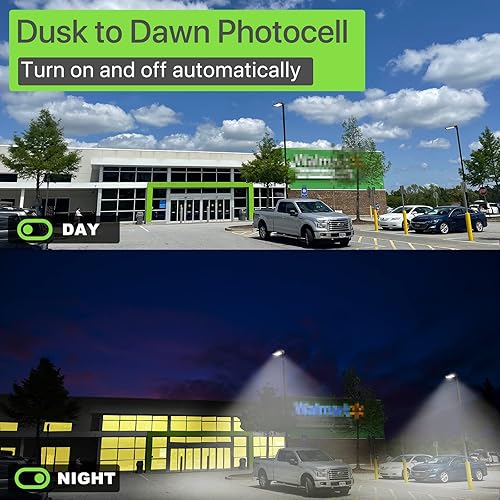 Miniatura 4 de Glitgate Luz LED de estacionamiento de 300 W, 45000 lm, 5000 K, ajustable, deslizante, montaje en luces de calle con fotocélula del atardecer al