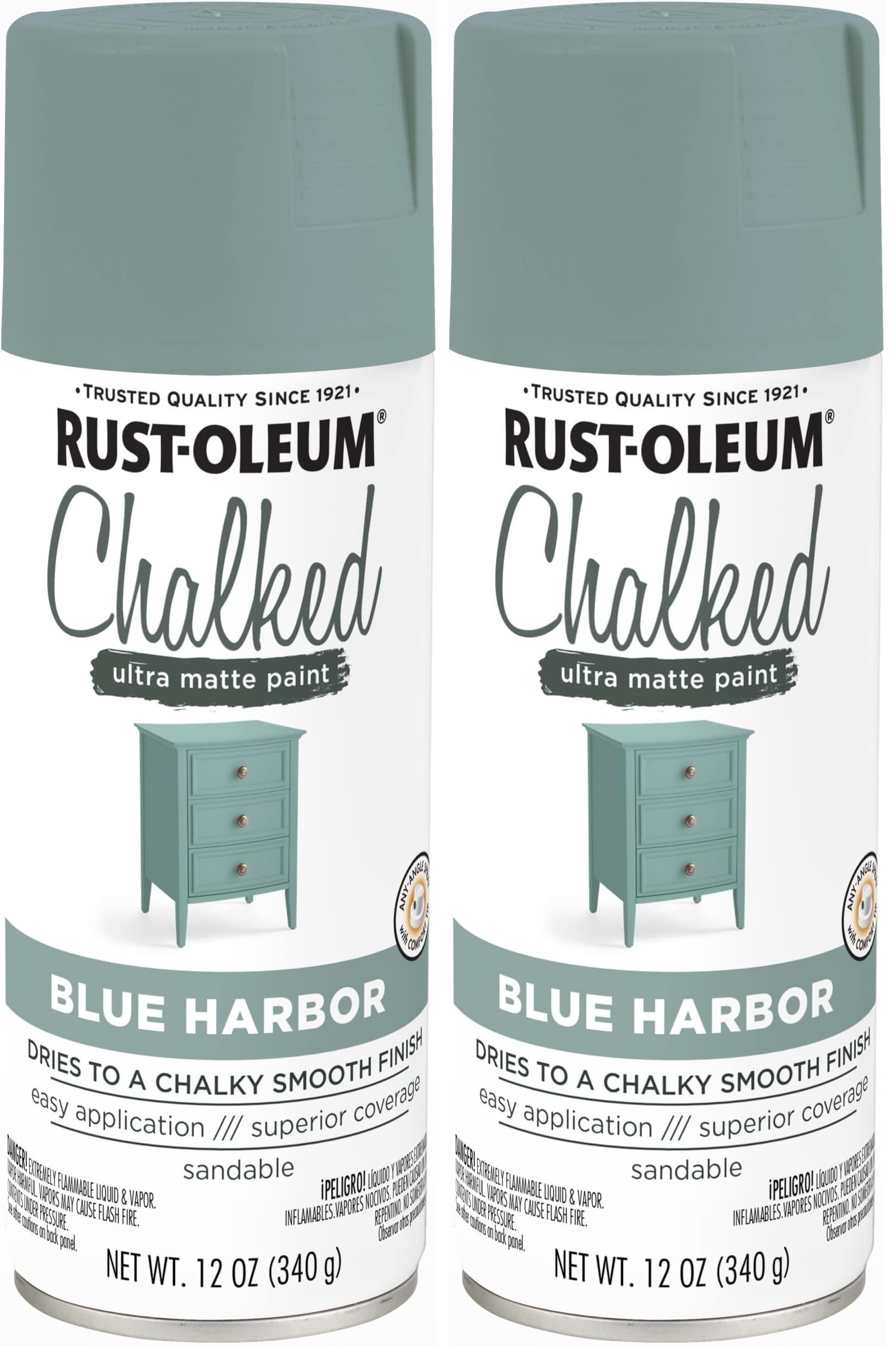 374164 Chalked Ultra Matte Spray Paint, 12 oz, Blue Harbor (Pack of 2)