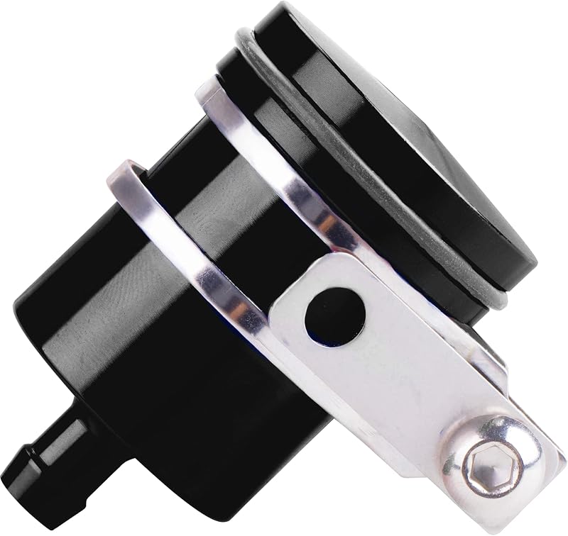 Universal Motorcycle Aluminum Brake Fluid Reservoir Oil Cup Fit For Yamaha Kawasaki Honda Suzuki BMW and more （Black）