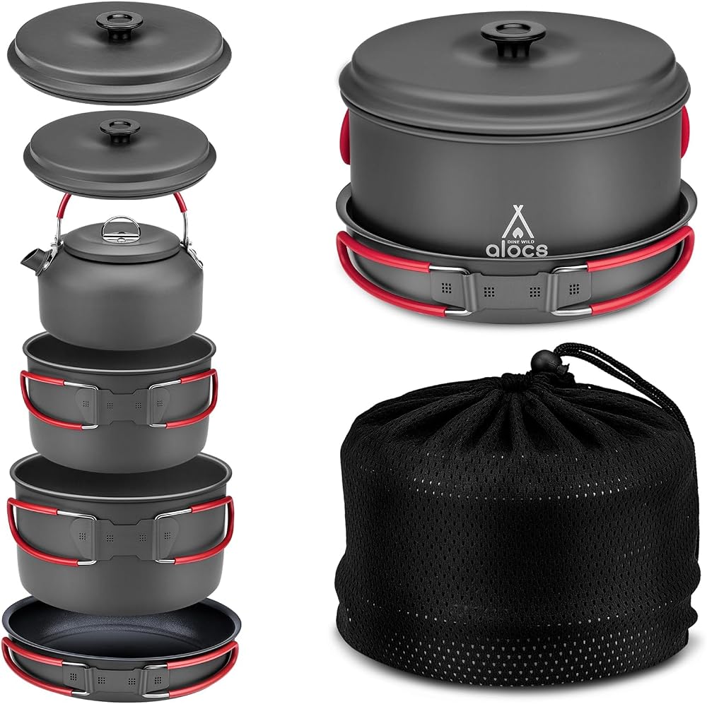 Compact Hard-Anodized Camping Cookware Set