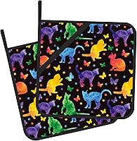 Vista 11 de Juego de 2 soportes para ollas, diseño de gato negro, resistente al calor, para barbacoa, cocinar, hornear, comida caliente para mujeres y hombres