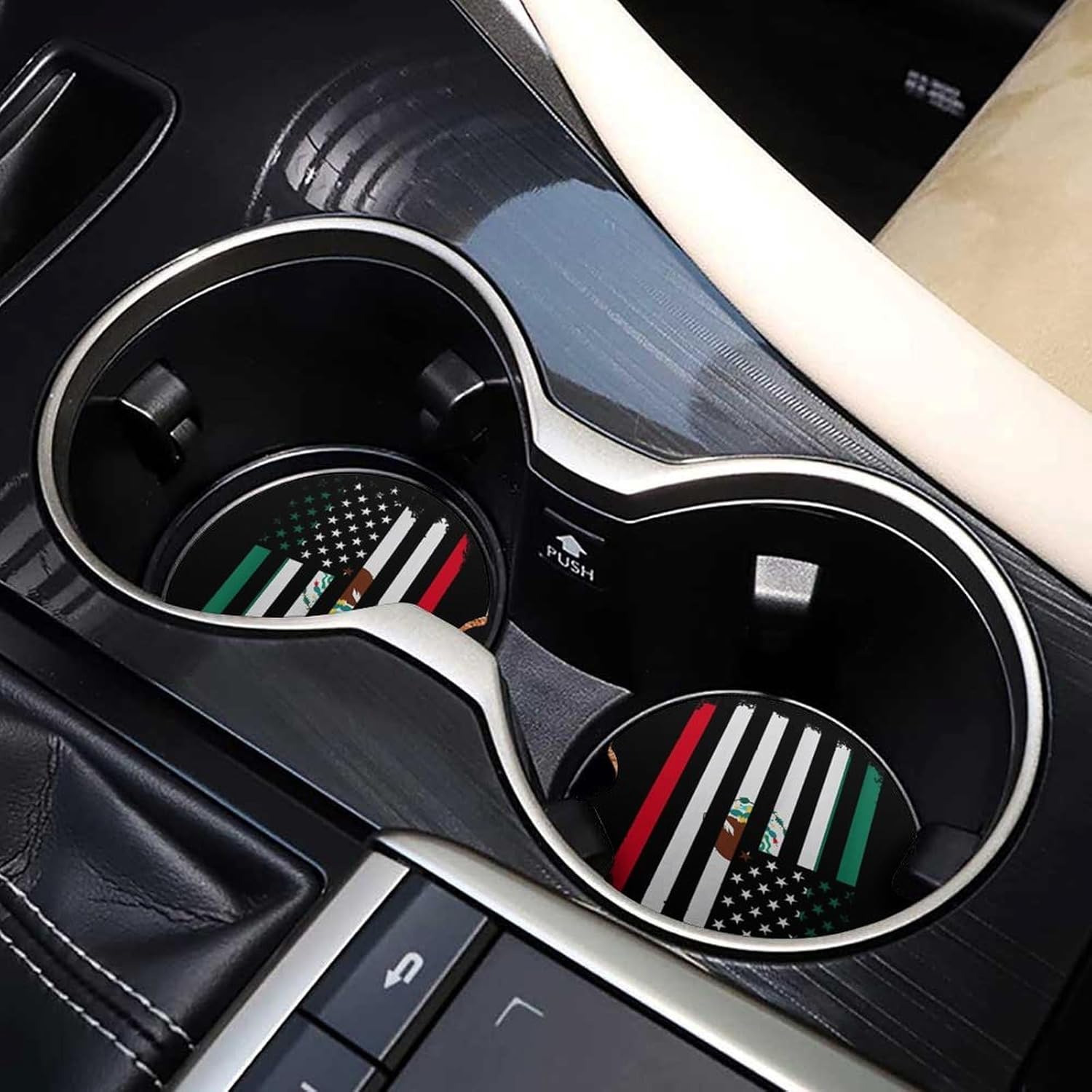 Mexico U.S.A. Friendship Flag Cute Car Coasters 2.56 Inch Absorbent Cup Holder for Drinks Auto Interior Accessories