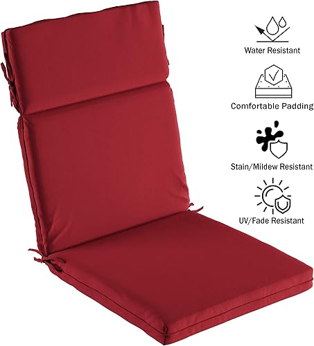 Miniatura 3 de Lavish Home Cojines para silla de respaldo alto, 45 pulgadas de largo x 21.5 pulgadas de ancho x 3 pulgadas de alto, color rojo, 4 unidades