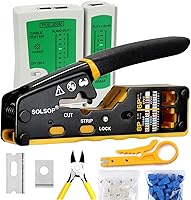 Vista 1 de Solsop Pass Through RJ45 Crimp Tool Kit Ethernet Crimper CAT5 Cat5e Cat6 Crimping Tool Kit