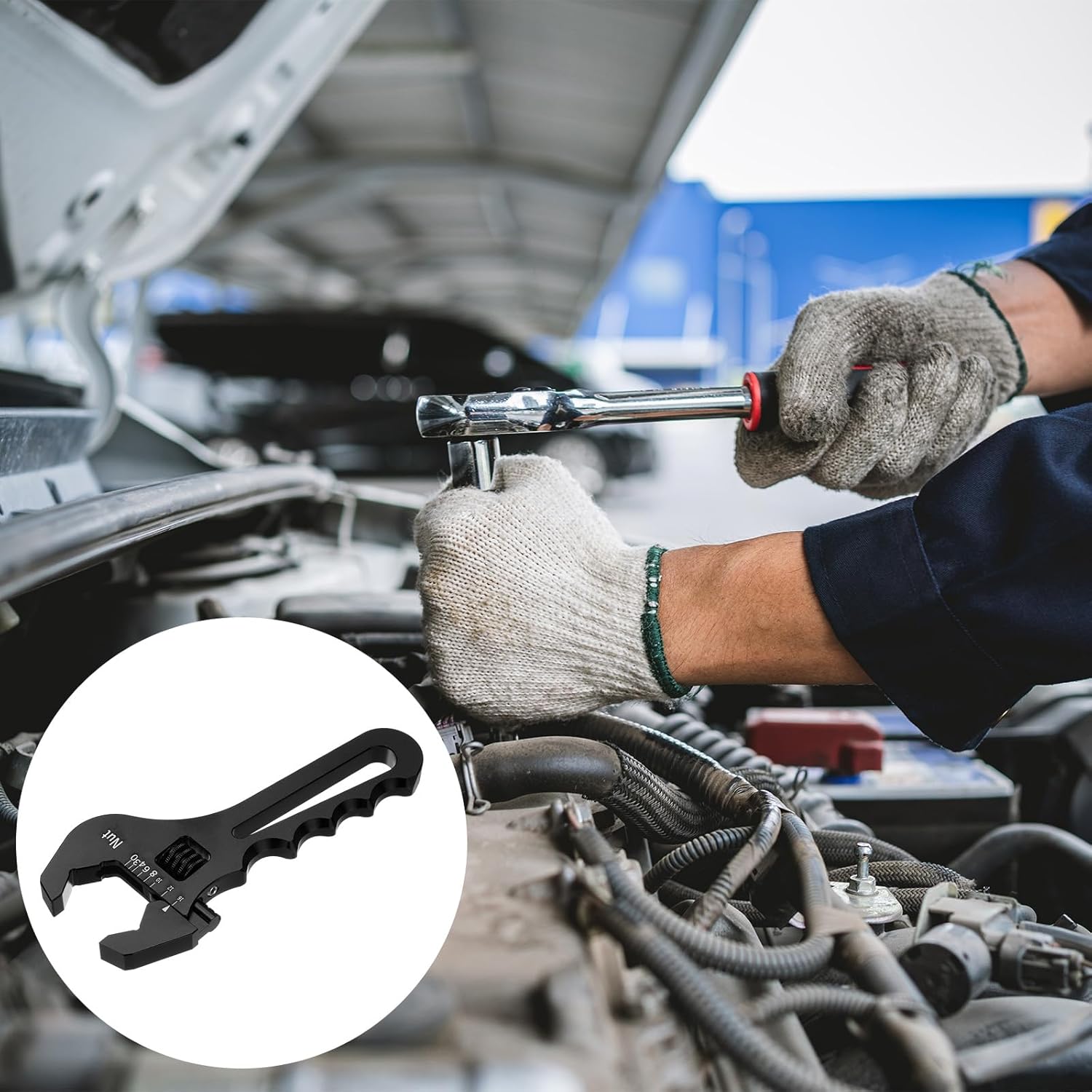 HARFINGTON Adjustable Wrench 7" Aluminum Alloy Plumbers Wrench Set with Hexagonal Jaw for an Hose Fitting Adapter End and Plumbing Repairs, Black