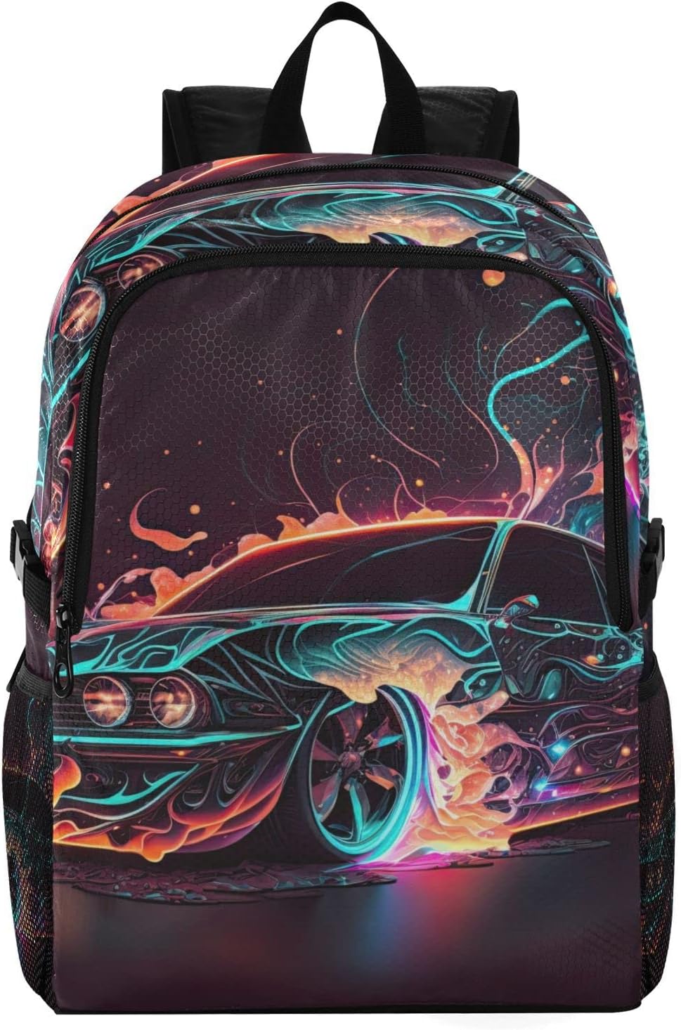 AIXIWAWA Hiking Packable Backpack Neon Car Print Lightweight Waterproof Large Capacity Stuff Pack Portable Daypack Foldable for Camping Travel Weight Capacity 22 LB