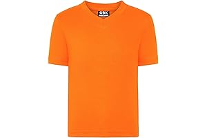 QBK Kids' V-Neck UPF 50+ Neon Orange Athletic Rash Guard T-Shirt
