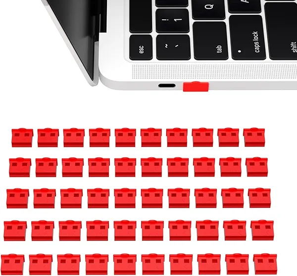 50PCS USB Port Dust Cover Type A Interface Anti Dust Protector Stopper Compatible with Table PC Notebook LaptopPort Protectors Anti-Dust Dirt for USB Female Ports (Red)