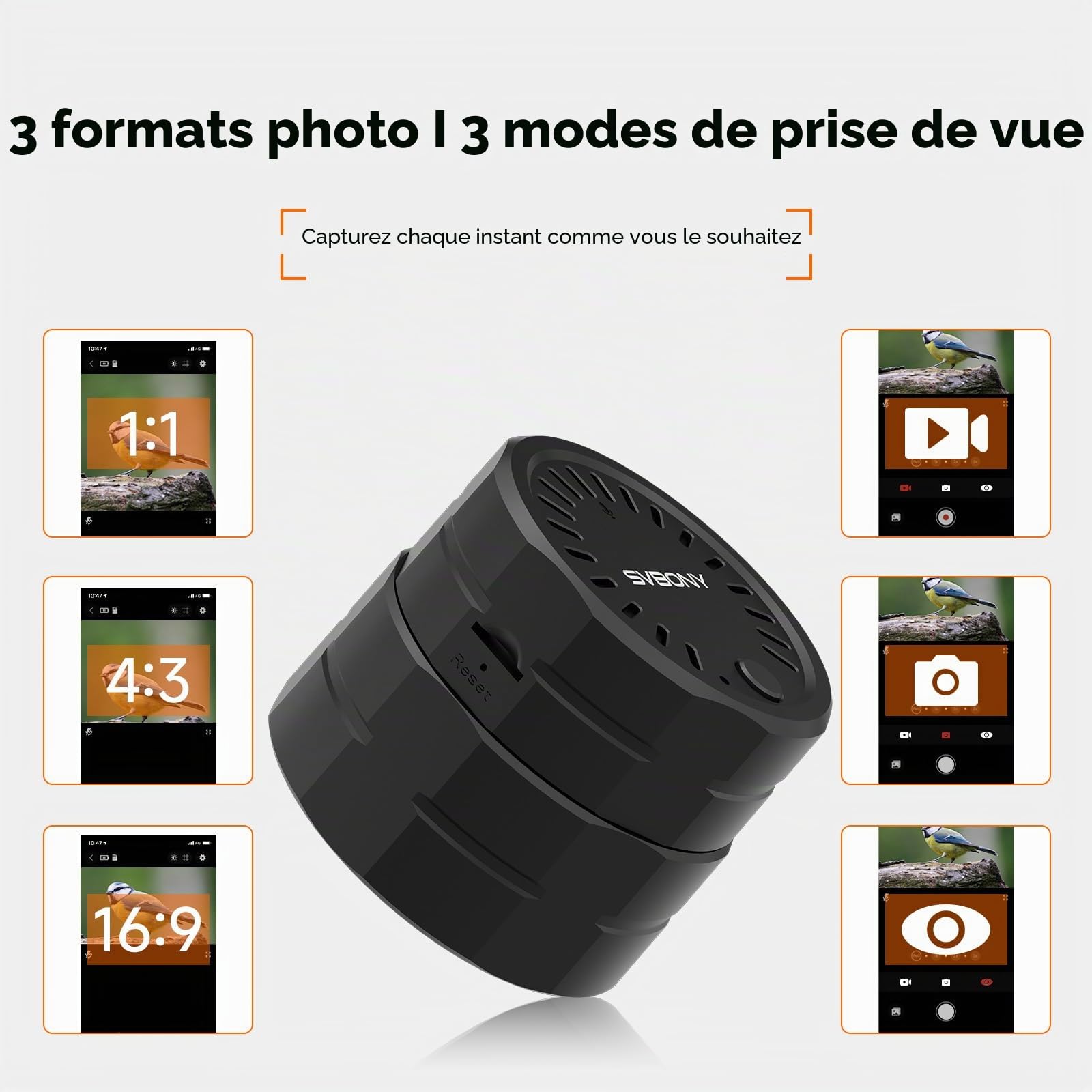 Svbony SC002 WiFi Longue-vue Caméra, 2MP 1080P Caméra sans Fil avec 32GB TF Carte, 10m Portée, Type-C Interface, Zoom Fonction, Compatible avec 37-56mm Oculaire, pour Observation Oiseaux, Photographie