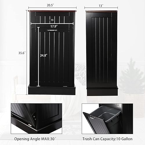 Miniatura 9 de Gabinete de basura de doble inclinación para reciclaje de 10 galones, para cocina, sala de estar, comedor, color blanco