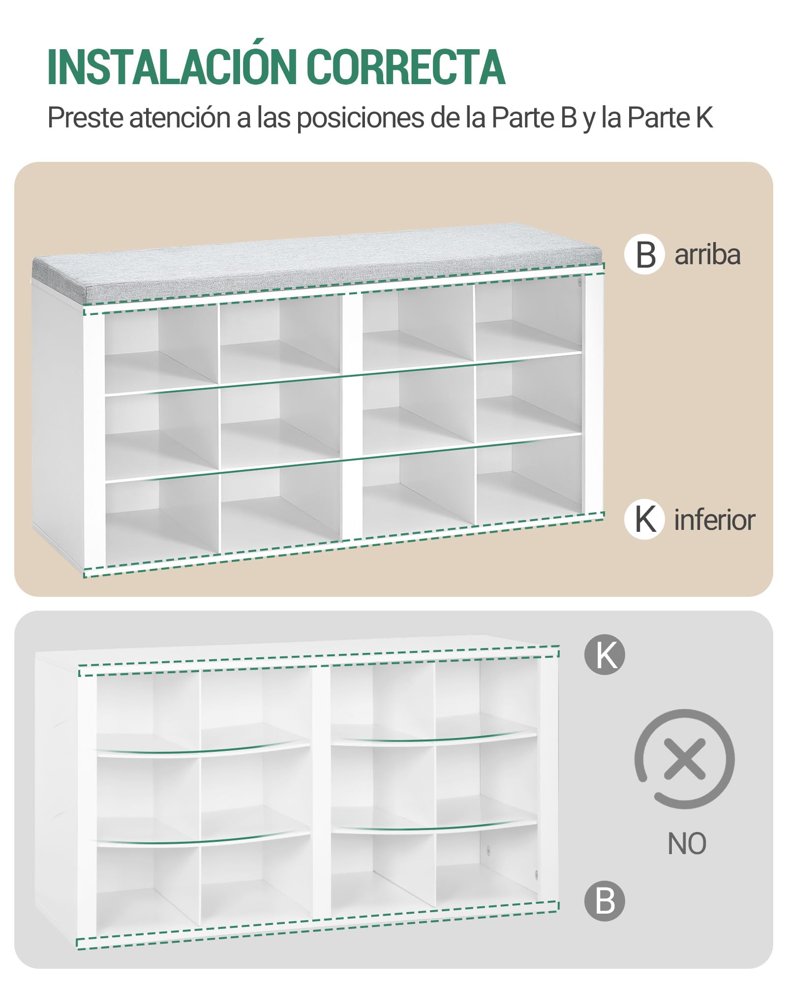 Hzuaneri Banco Zapatero con Acolchado, 16 Compartimentos, Blanco | Mueble Zapatero, 30 x 104 x 59 cm, para Salón, Pasillo, Dormitorio, SB25603GY