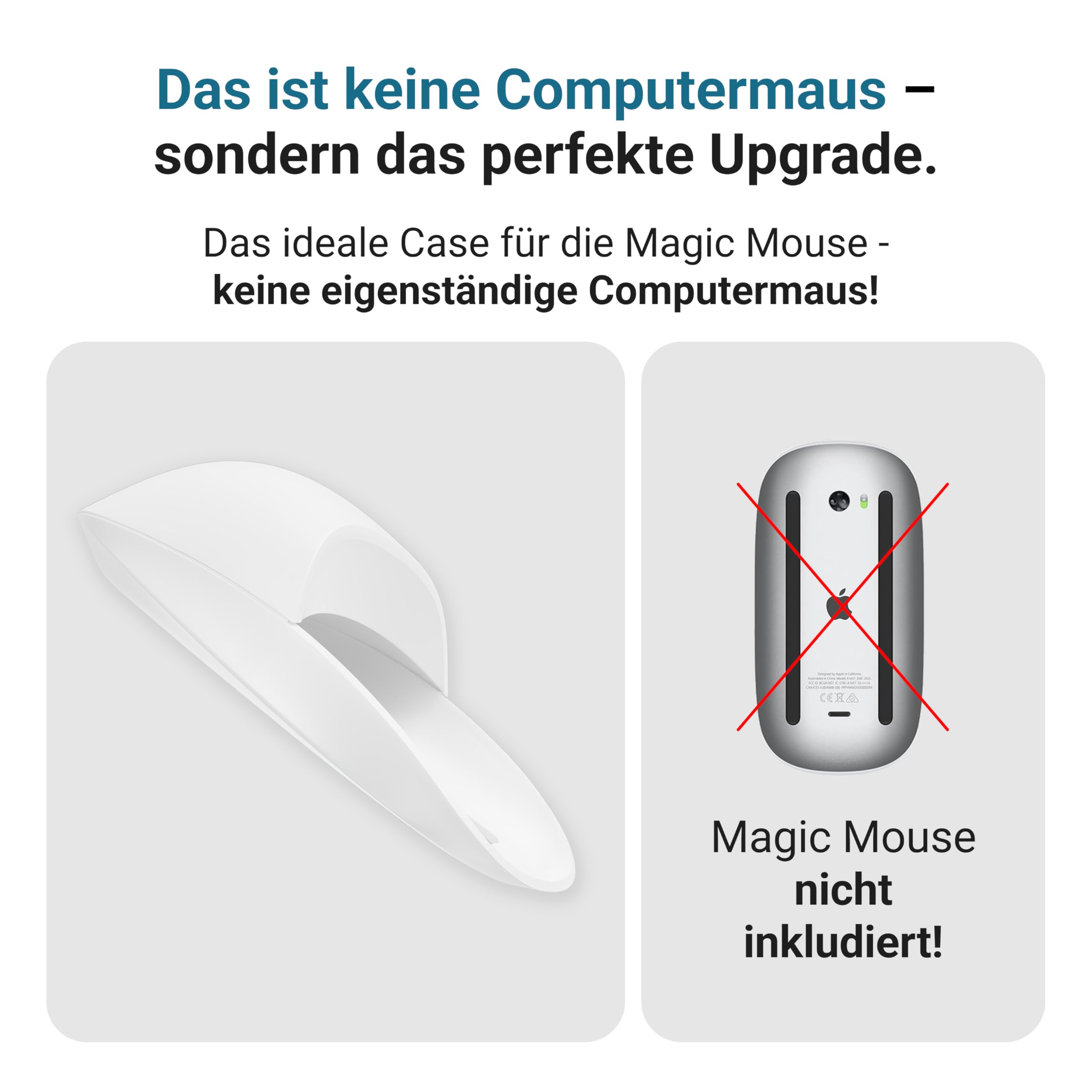 Magic Mouse Case für verbesserte Handhaltung | Das Magic Mouse Upgrade | Eine kompakte Hülle für die Apple Maus | Die perfekte Base | Passend für alle Versionen (Weiß)
