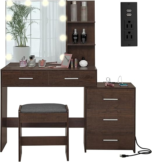 usikey Large Vanity Set with 10 LED Lights and Charging