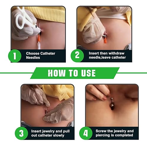 Miniatura 3 de Kit profesional de agujas de catéter para piercing, 50 unidades, 5 tamaños en 1 caja (14G16G18G20G22G)  Agujas esterilizadas de grado médico para