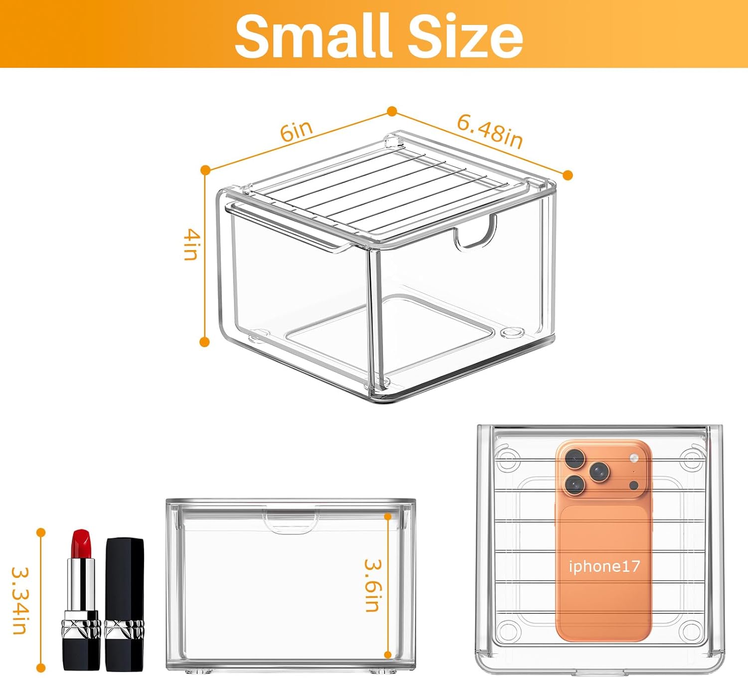 4 Pack Small Stackable Stroage Drawers, Acrylic Bathroom Makeup Organizer, Plastic Storage Bins For Vanity, Undersink, Kitchen Cabinets, Pantry, Home Organization
