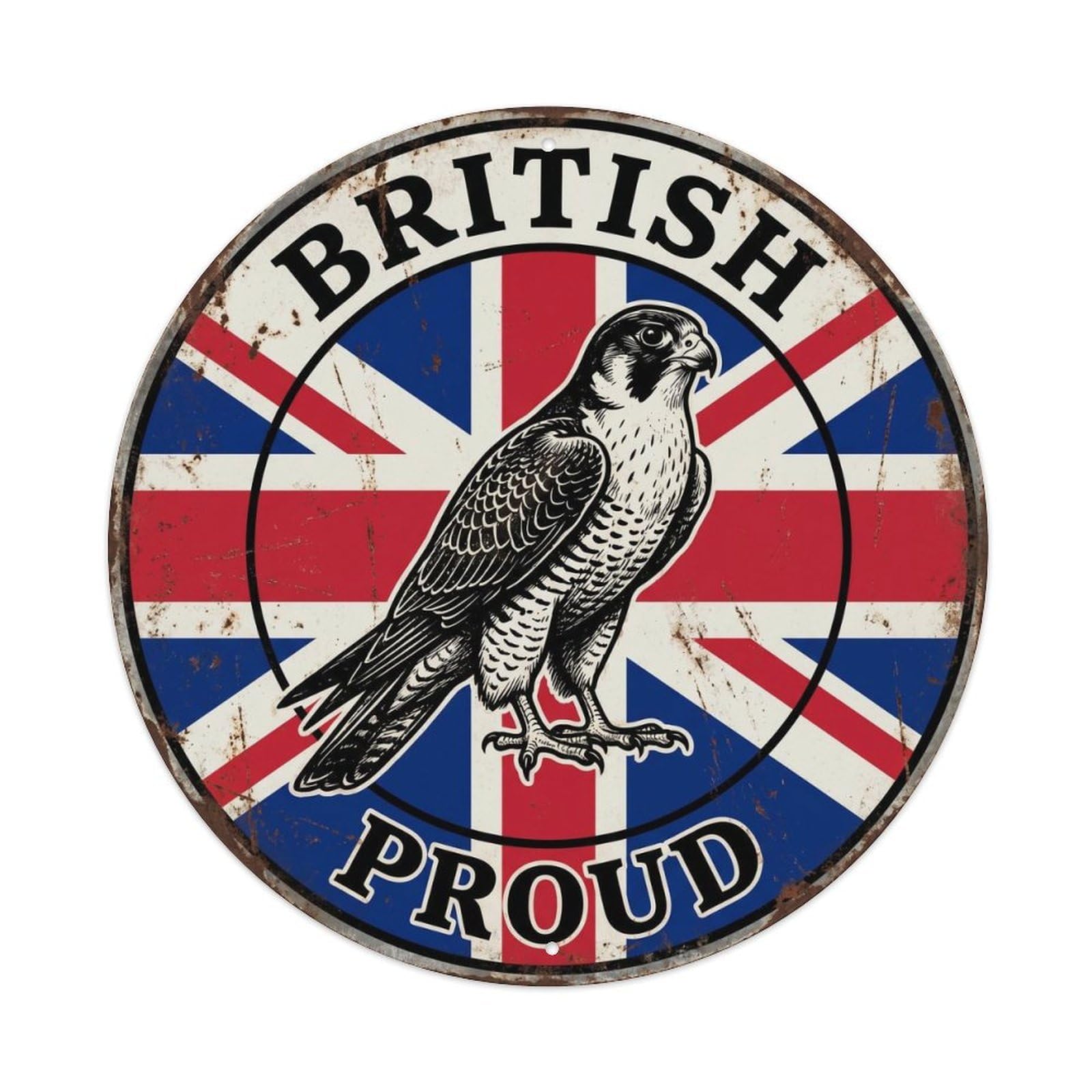British Proud Peregrine Falcon Bird Heritage Emblem Metal Tin Sign