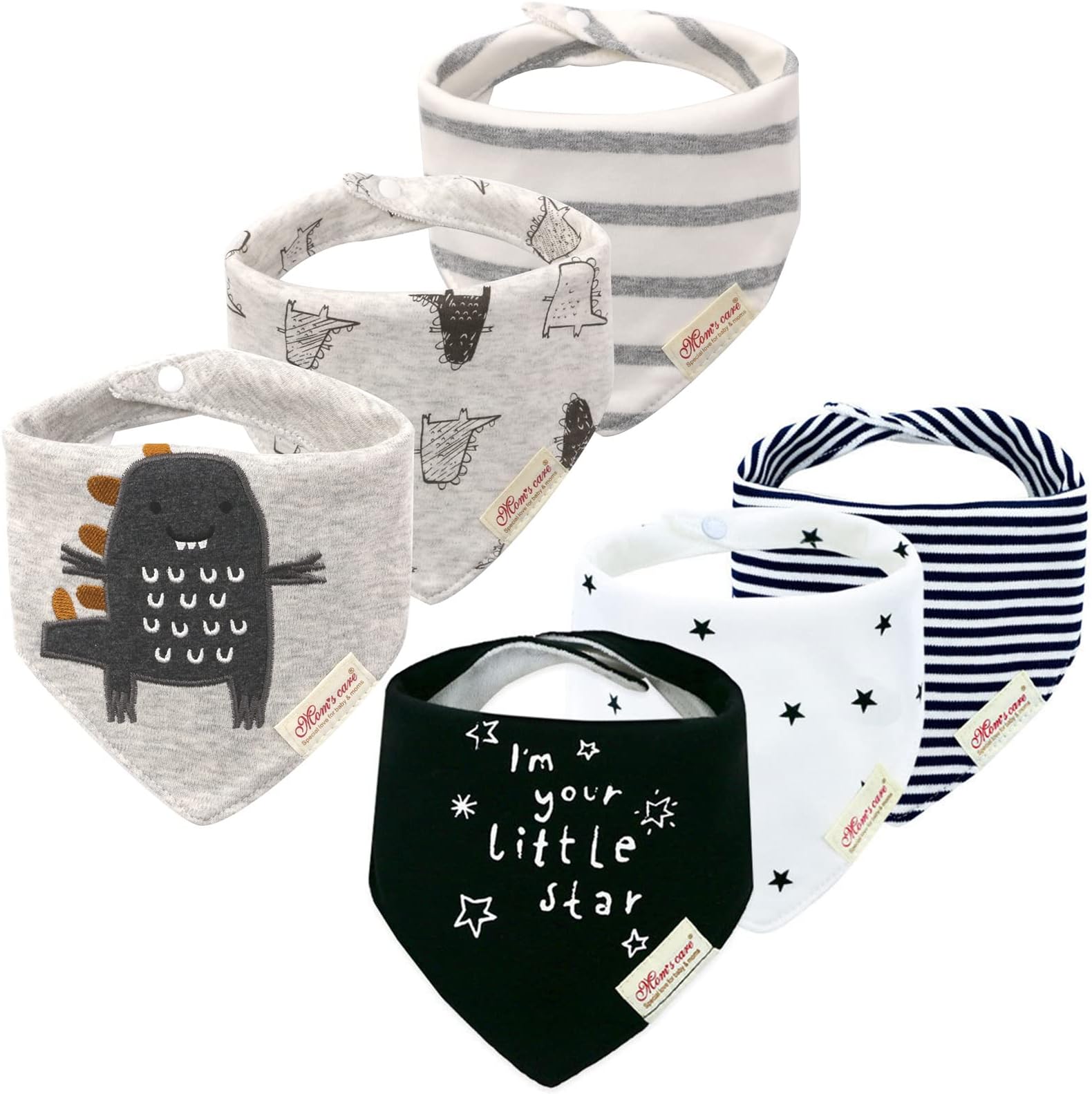 Baby Bandana Dribble Bibs 6PCS, Super Soft and Absorbent Pure Cotton Drool Bibs for Drooling and Teething for Boys Girls