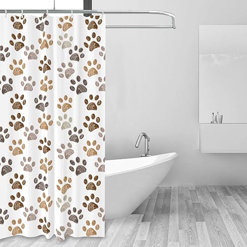 Miniatura 2 de Cortina de ducha de plástico con estampado de patas de perro, 60 x 72 pulgadas, cortinas de ducha extra largas para baño, juego de cortinas de baño